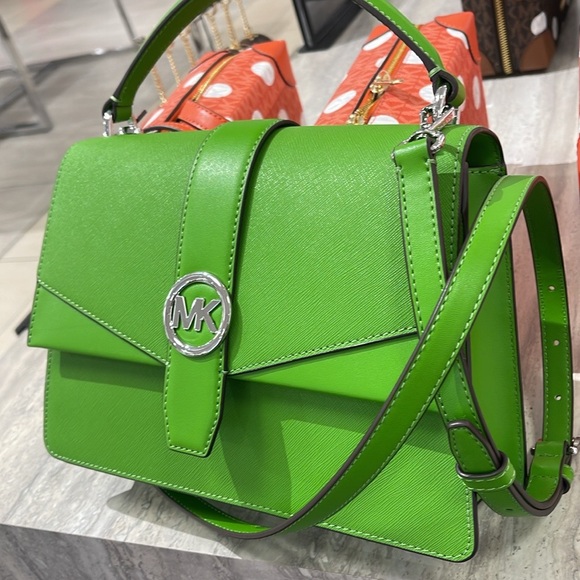 Michael Kors Greenwich Medium Saffiano Leather Satchel Crossbody Shoulder Bag - Picture 9 of 16